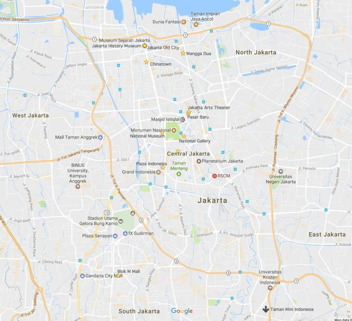 térkép Jakarta bevásárlóközpontok