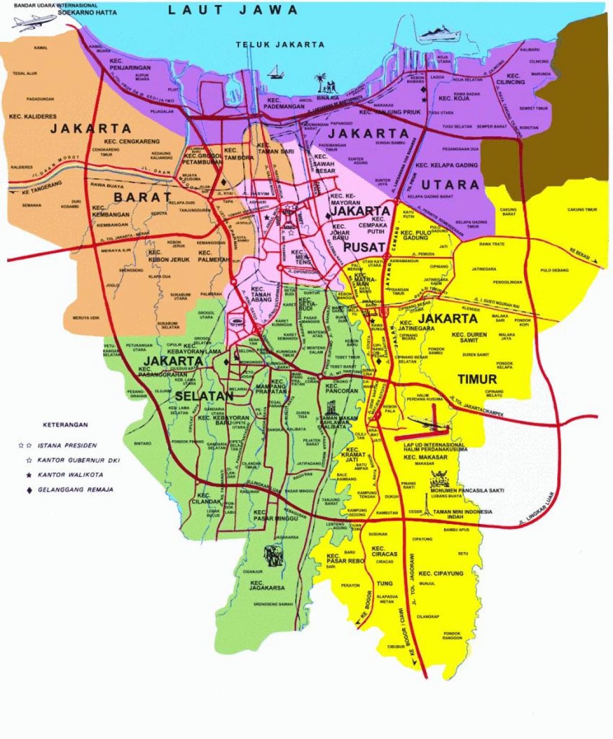 Jakarta turisztikai látnivalók térkép